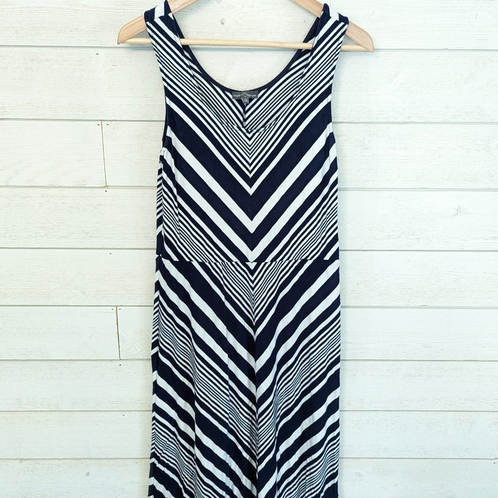 Navy Blue Chevron Maxi Dress